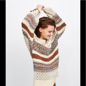 Zara oversized knit textured sweater cotton blend